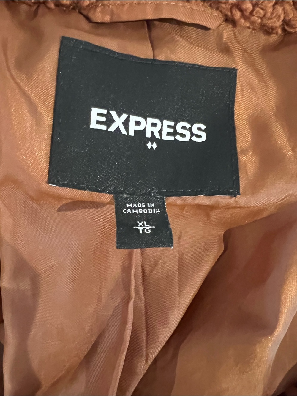 Express Women's Rust Brown Teddy Coat - Picture 4 of 5